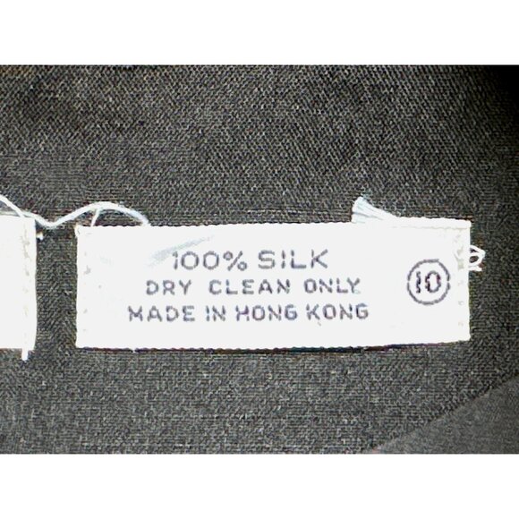 Eleanor P Brenner 10 Vintage Black Silk Jacket Cropped Blazer Deep V Embroidered - Picture 9 of 13